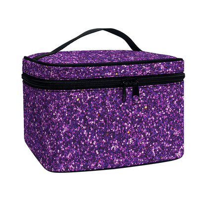 Purple (NOT Real) Glitter Print Travel Makeup Bag