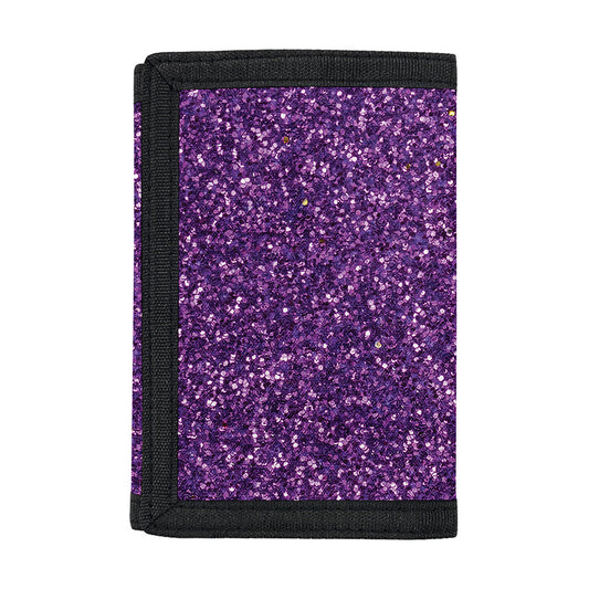 Purple (NOT Real) Glitter Print Trifold Wallet