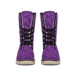 Purple (NOT Real) Glitter Print Winter Boots