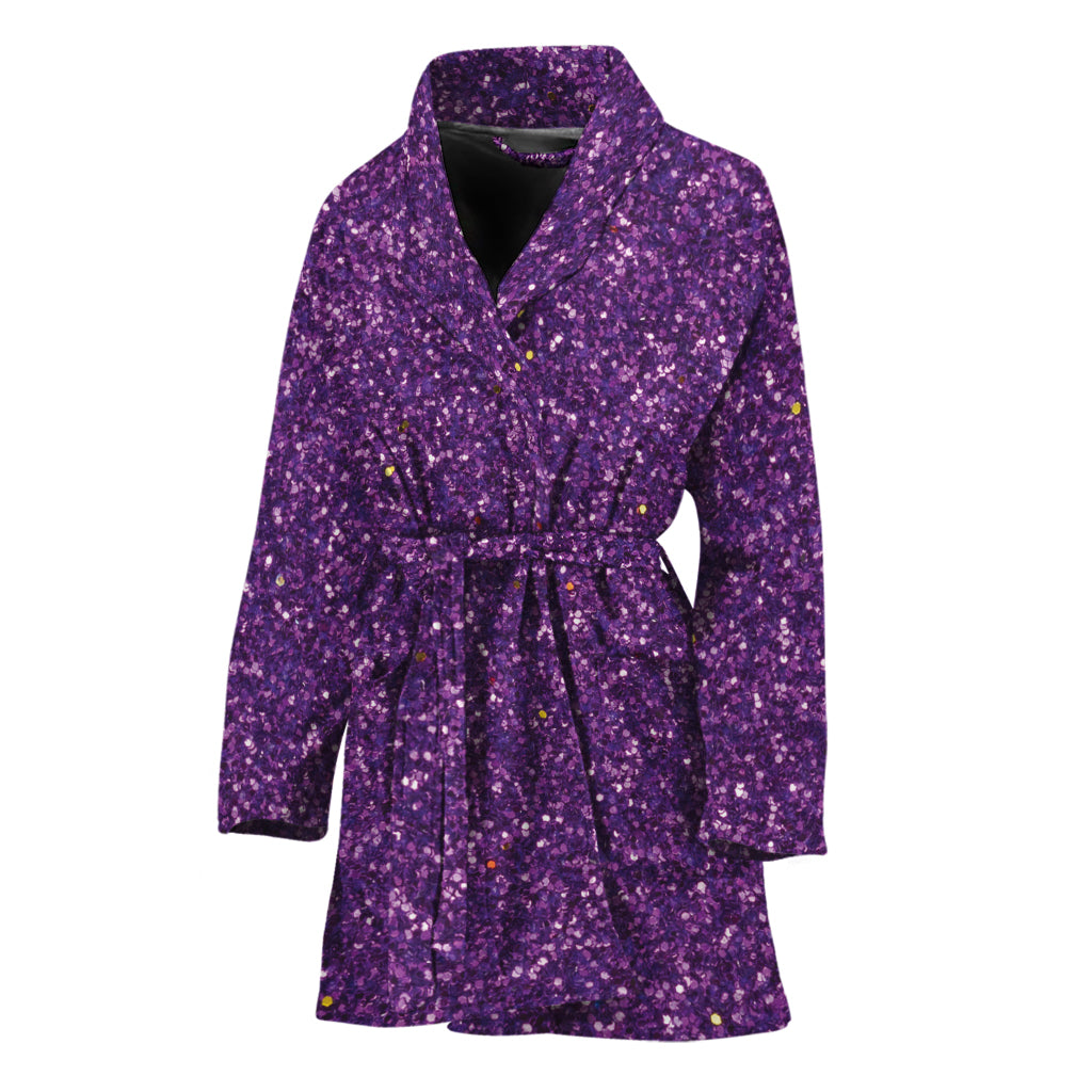 Purple (NOT Real) Glitter Print Women's Bathrobe