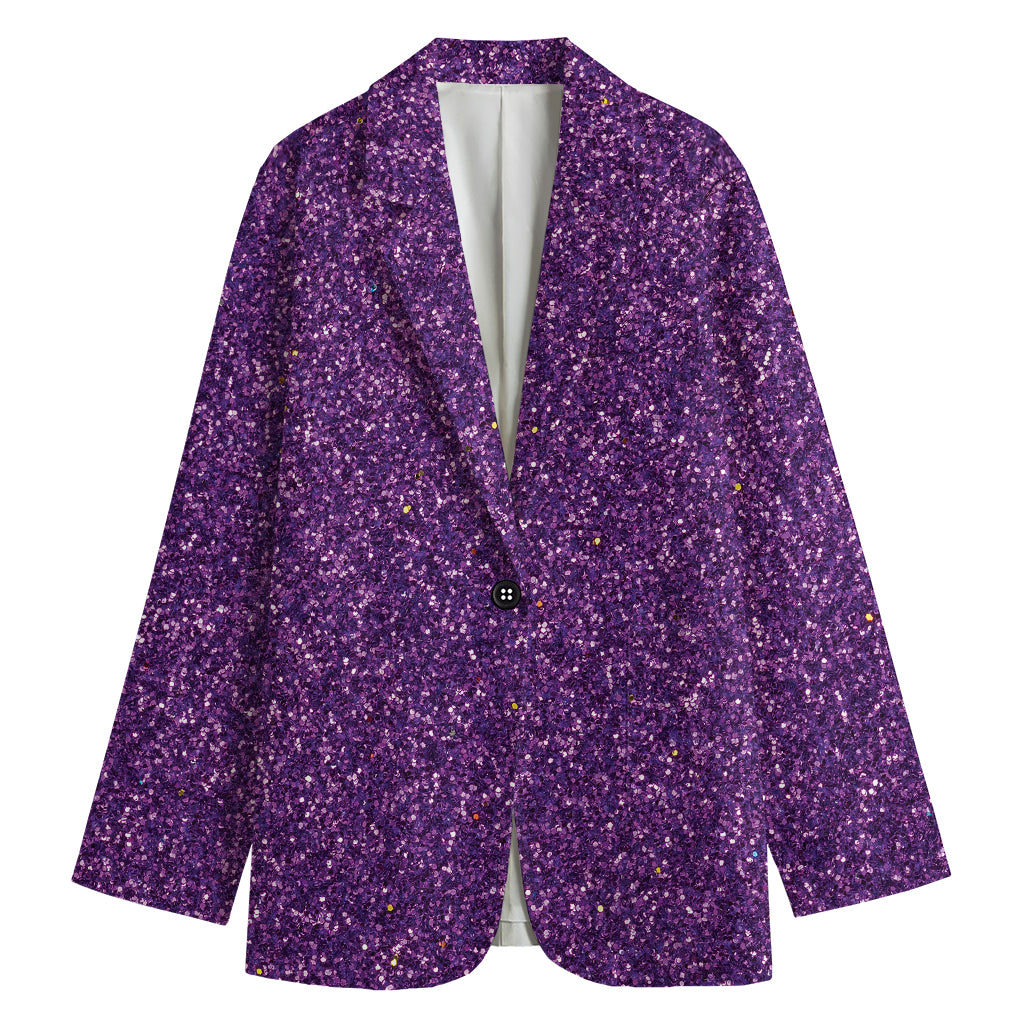 Purple (NOT Real) Glitter Print Women's Blazer