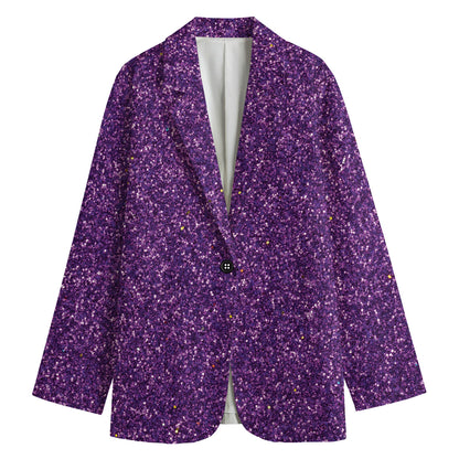 Purple (NOT Real) Glitter Print Women's Blazer