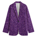 Purple (NOT Real) Glitter Print Women's Cotton Blazer