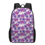 Purple Orchid Flower Pattern Print 17 Inch Backpack
