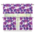 Purple Orchid Flower Pattern Print 3 Piece Kitchen Curtains
