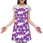 Purple Orchid Flower Pattern Print Adjustable Apron
