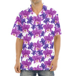 Purple Orchid Flower Pattern Print Aloha Shirt