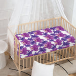 Purple Orchid Flower Pattern Print Baby Crib Sheet