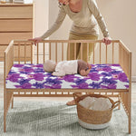 Purple Orchid Flower Pattern Print Baby Crib Sheet