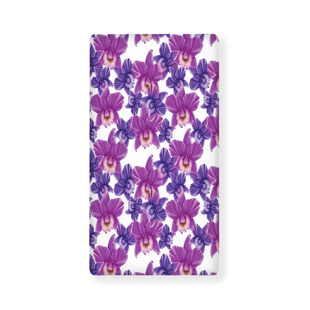 Purple Orchid Flower Pattern Print Baby Crib Sheet