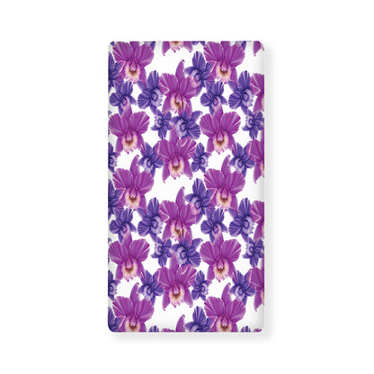 Purple Orchid Flower Pattern Print Baby Crib Sheet