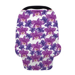 Purple Orchid Flower Pattern Print Baby Seat Cover