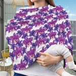 Purple Orchid Flower Pattern Print Baby Seat Cover