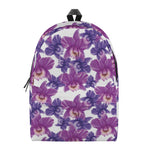 Purple Orchid Flower Pattern Print Backpack