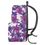 Purple Orchid Flower Pattern Print Backpack
