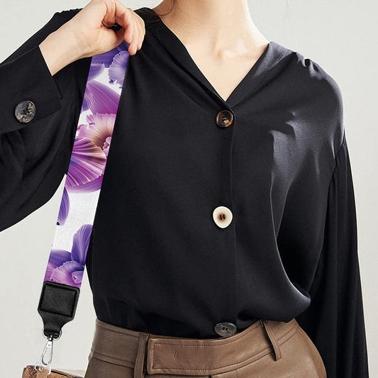 Purple Orchid Flower Pattern Print Bag Strap