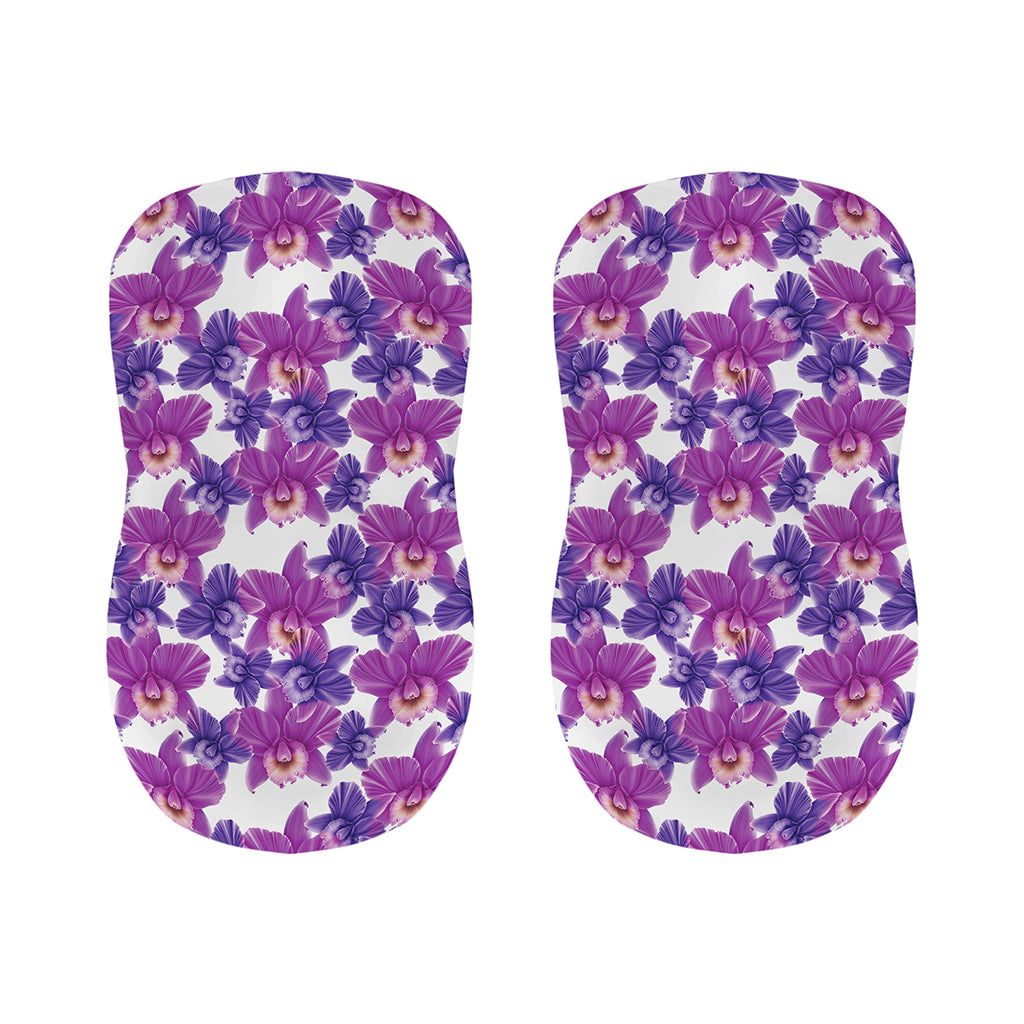 Purple Orchid Flower Pattern Print Bar Stool Covers