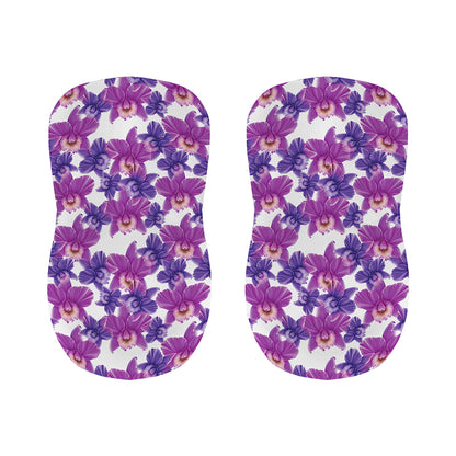 Purple Orchid Flower Pattern Print Bar Stool Covers