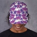 Purple Orchid Flower Pattern Print Baseball Cap