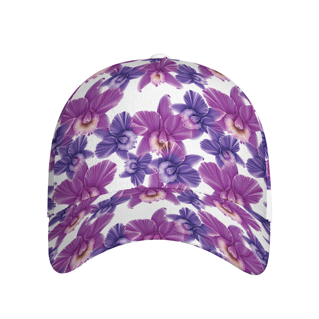 Purple Orchid Flower Pattern Print Baseball Cap