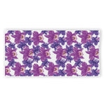 Purple Orchid Flower Pattern Print Beach Towel