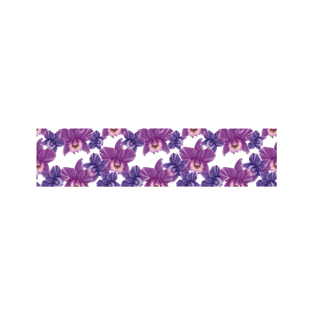 Purple Orchid Flower Pattern Print Bed Runner