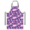 Purple Orchid Flower Pattern Print Bib Apron With Pocket