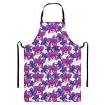 Purple Orchid Flower Pattern Print Bib Apron With Pocket