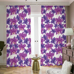 Purple Orchid Flower Pattern Print Blackout Pencil Pleat Curtains