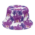 Purple Orchid Flower Pattern Print Bucket Hat