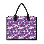 Purple Orchid Flower Pattern Print Canvas Tote Bag