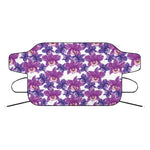 Purple Orchid Flower Pattern Print Car Windshield Snow Cover