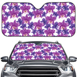 Purple Orchid Flower Pattern Print Car Windshield Sun Shade