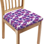Purple Orchid Flower Pattern Print Chair Cushion Cover