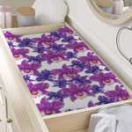 Purple Orchid Flower Pattern Print Changing Pad Cover