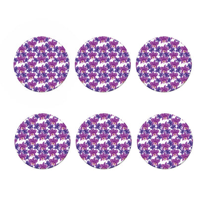 Purple Orchid Flower Pattern Print Coaster Set