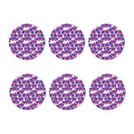 Purple Orchid Flower Pattern Print Coaster Set
