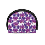Purple Orchid Flower Pattern Print Coin Purse