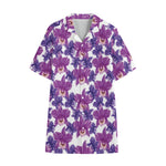 Purple Orchid Flower Pattern Print Cotton Hawaiian Shirt