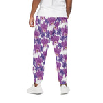 Purple Orchid Flower Pattern Print Cotton Pants