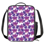 Purple Orchid Flower Pattern Print Crossbody Lunch Bag