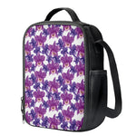 Purple Orchid Flower Pattern Print Crossbody Lunch Bag