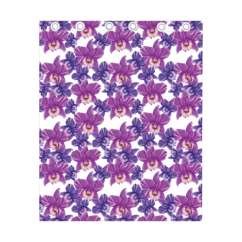Purple Orchid Flower Pattern Print Curtain