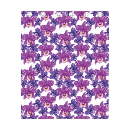Purple Orchid Flower Pattern Print Curtain