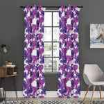 Purple Orchid Flower Pattern Print Curtain