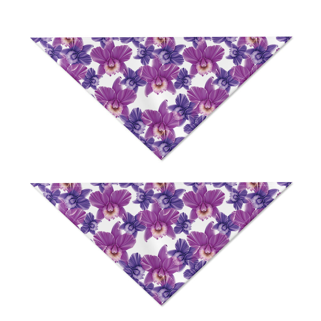 Purple Orchid Flower Pattern Print Dog Bandana