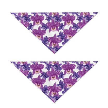 Purple Orchid Flower Pattern Print Dog Bandana