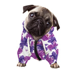 Purple Orchid Flower Pattern Print Dog Zip Up Hoodie