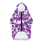 Purple Orchid Flower Pattern Print Dog Zip Up Hoodie