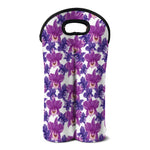 Purple Orchid Flower Pattern Print Double Neoprene Wine Tote